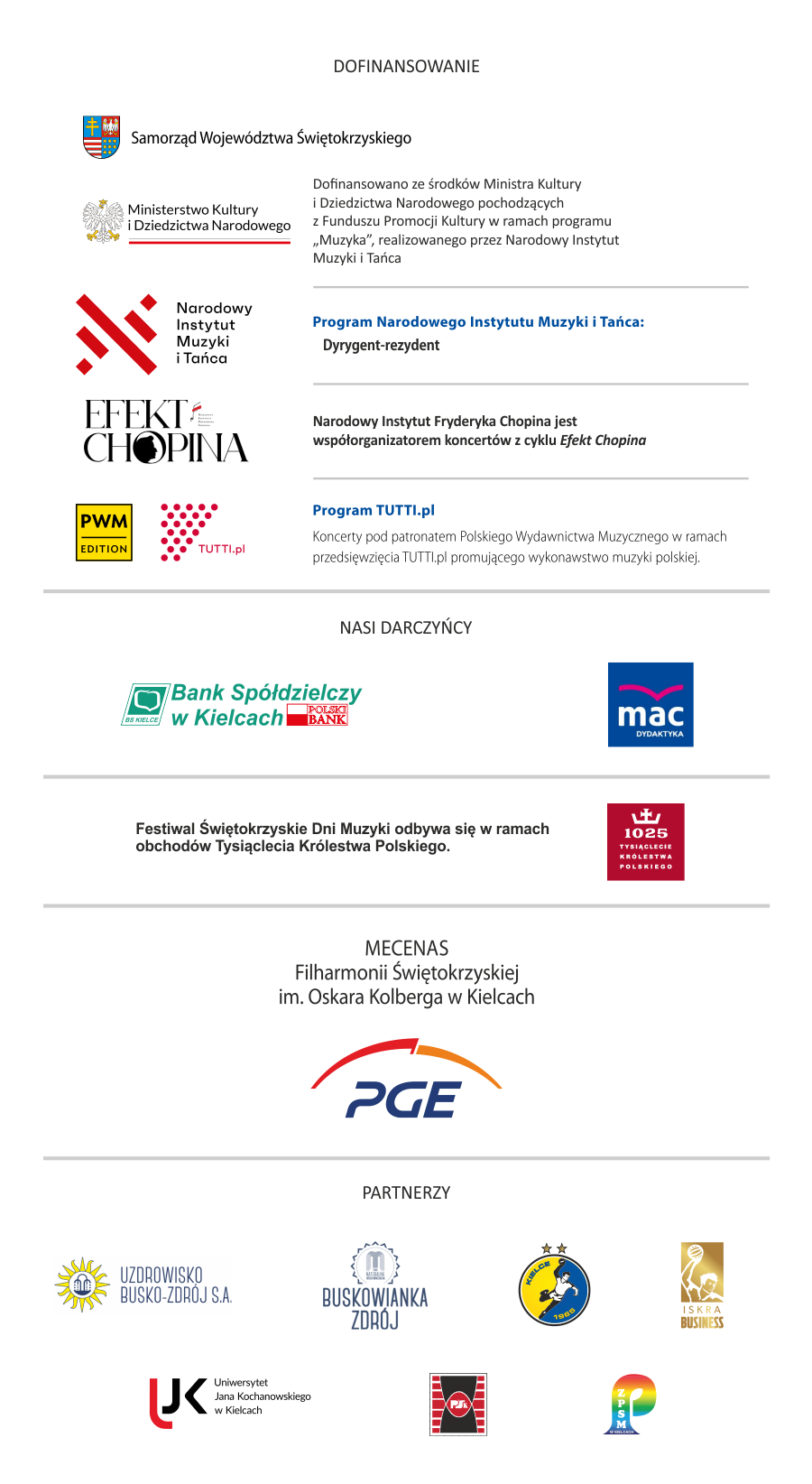 Dofinansowanie, nasi darczy�cy, mecenas, partnerzy